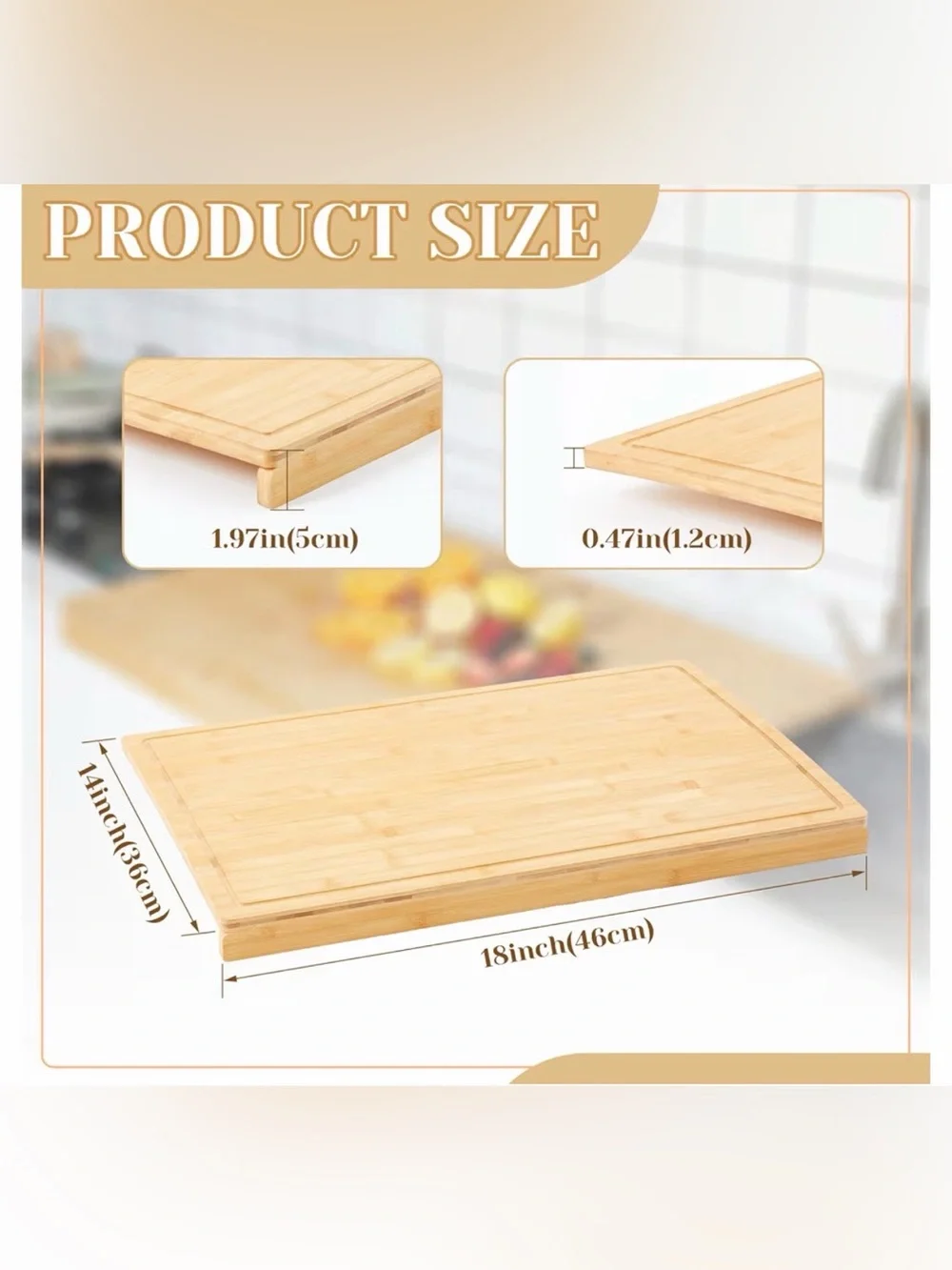 Bamboo Cutting Board with Juice Groove - Natural